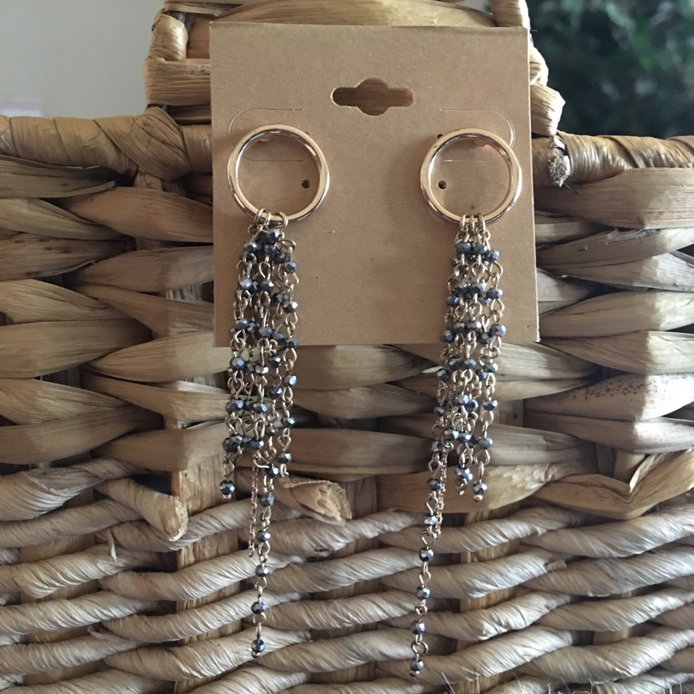 Vintage faceted crystal chain fringe earrings